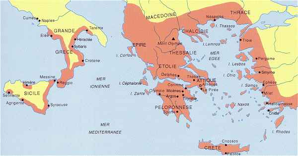 Les territoires conquis par les Grecs